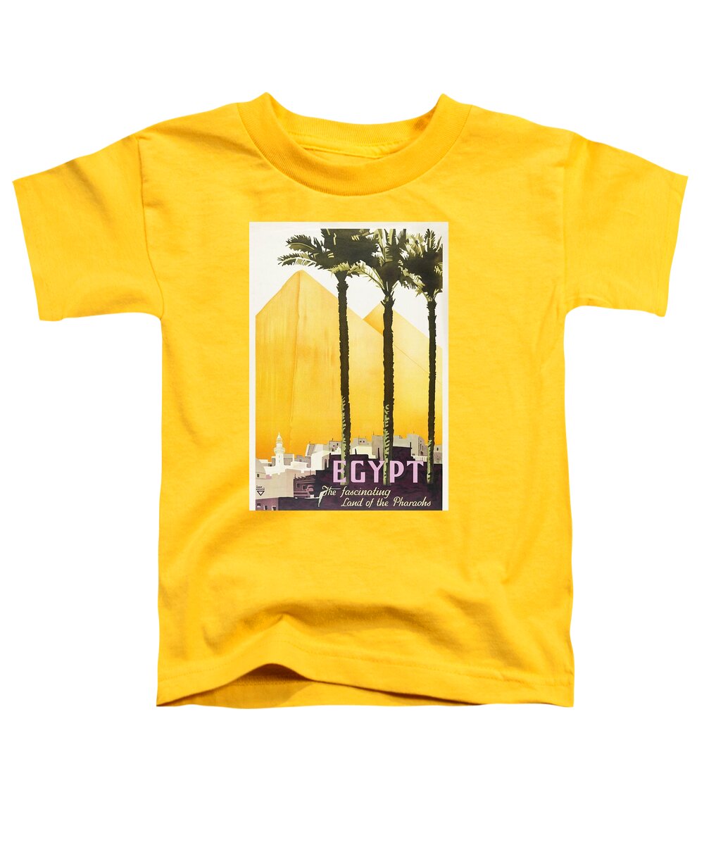 Vintage Travel Poster Egypt Land Of The Pharaohs Toddler T-Shirt featuring the painting Vintage Travel Poster by MotionAge Designs