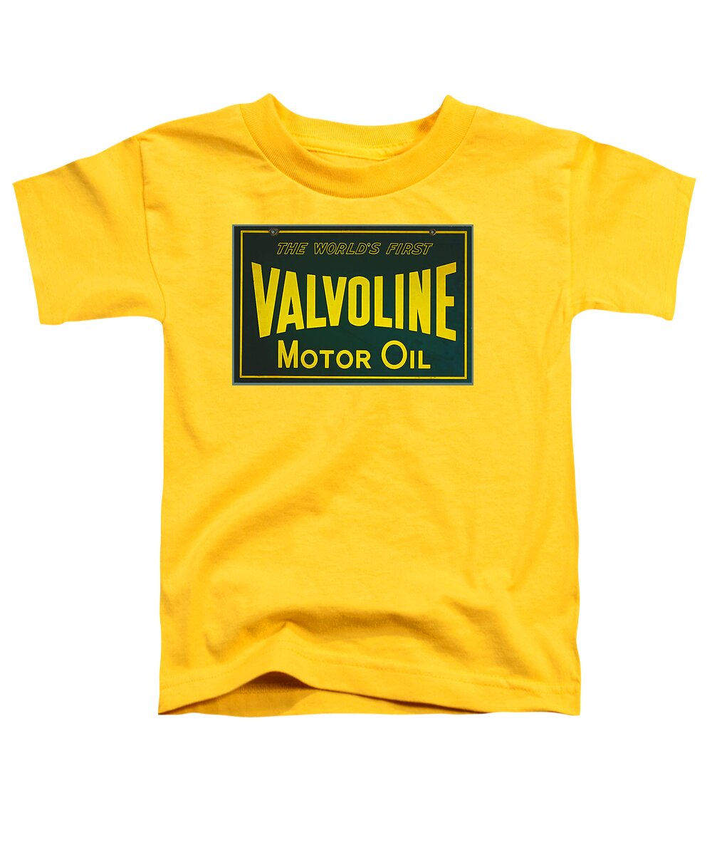 Vintage Valvoline Motor Oil Metal Sign Toddler T-Shirt featuring the digital art Vintage Valvoline Motor Oil Metal Sign by Marvin Blaine