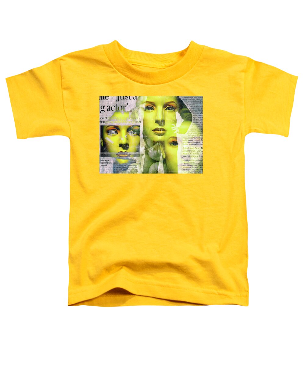 Face Toddler T-Shirt featuring the digital art Yellow faces with garlic by Gabi Hampe
