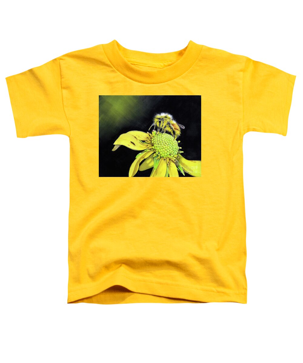 Bee Toddler T-Shirt featuring the painting Bee yellow by Jeanette Ferguson