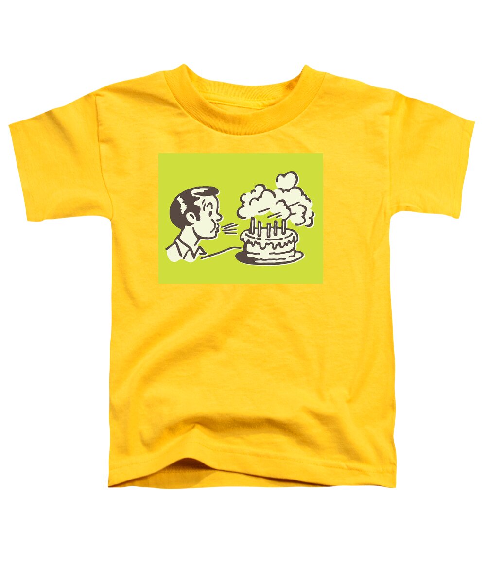 Age Toddler T-Shirt featuring the drawing Boy Blowing out Birthday Cake Candles by CSA Images