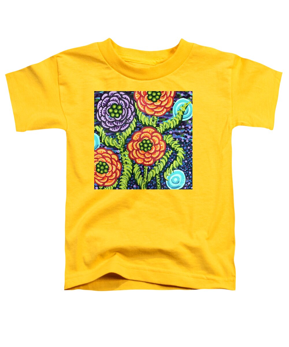 Floral Toddler T-Shirt featuring the painting Floral Whimsy 5 by Amy E Fraser