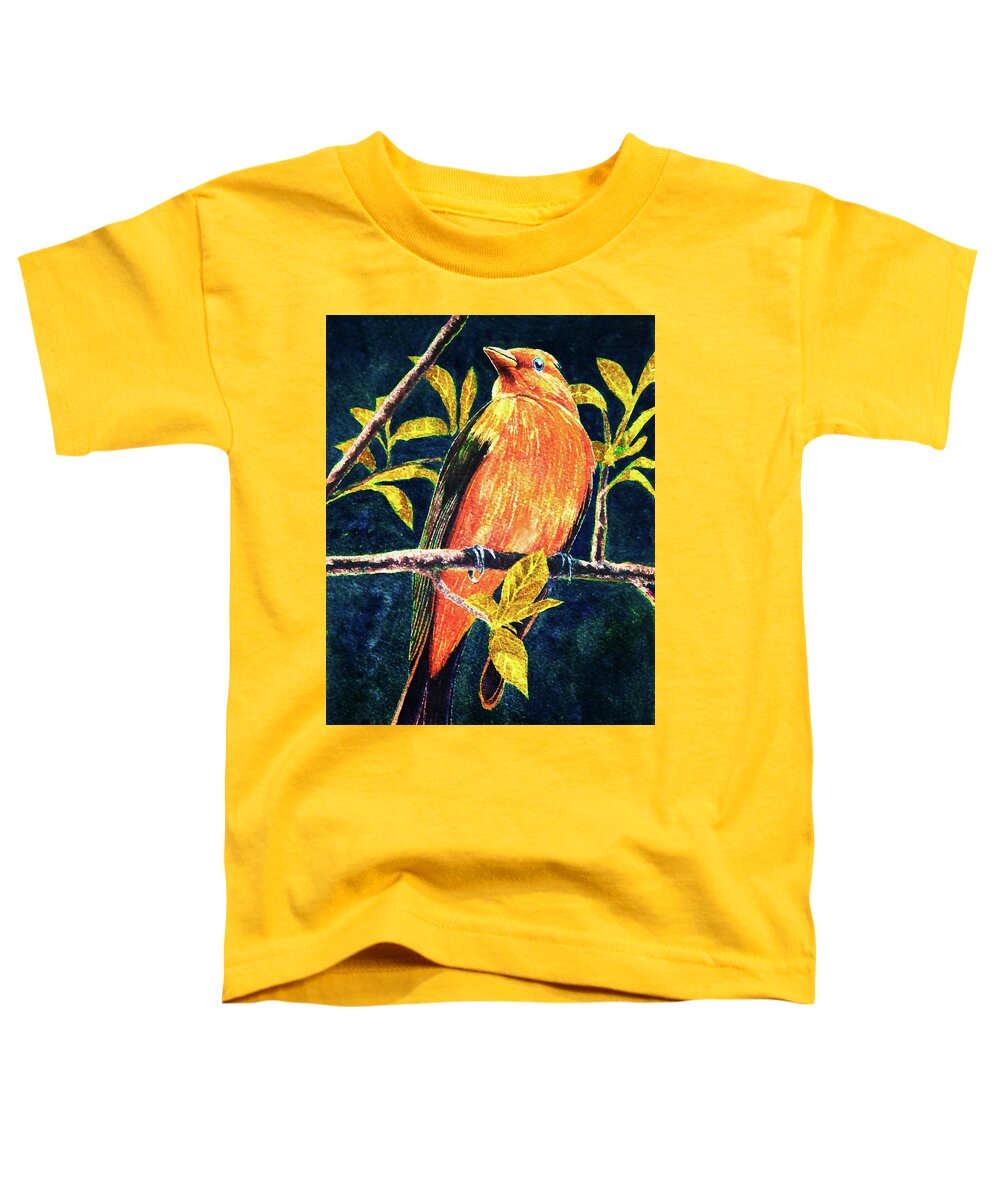 Wildlife Toddler T-Shirt featuring the painting Scarlet Tanager #1 by Douglas Castleman