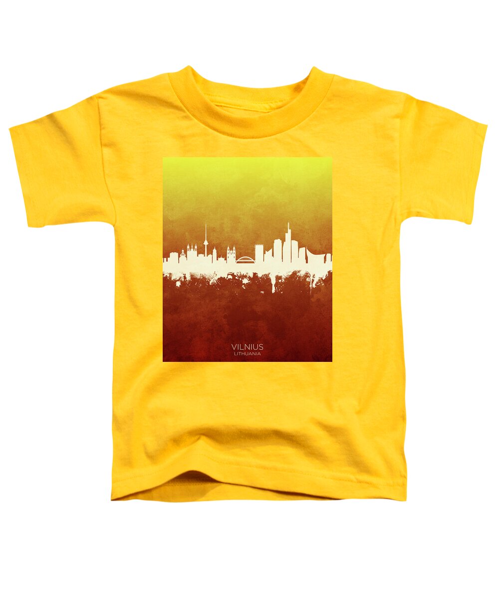 Vilnius Toddler T-Shirt featuring the digital art Vilnius Lithuania Skyline #19 by Michael Tompsett