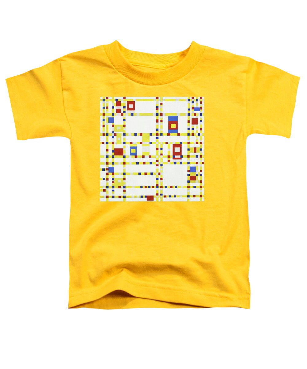 Abstract Toddler T-Shirt featuring the painting Broadway Boogie Woogie by Piet Mondrian by Mango Art