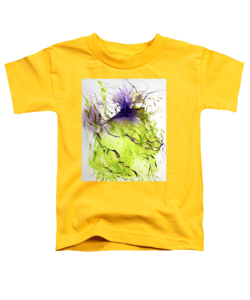  Toddler T-Shirt featuring the painting 'Leaf green bright clear violet ultramarine' by Petra Rau