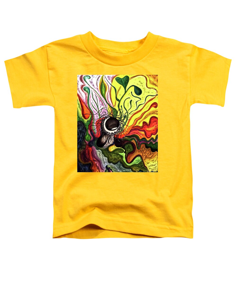Abstract Toddler T-Shirt featuring the painting Abstract Underwater Anemone by Jolanta Anna Karolska