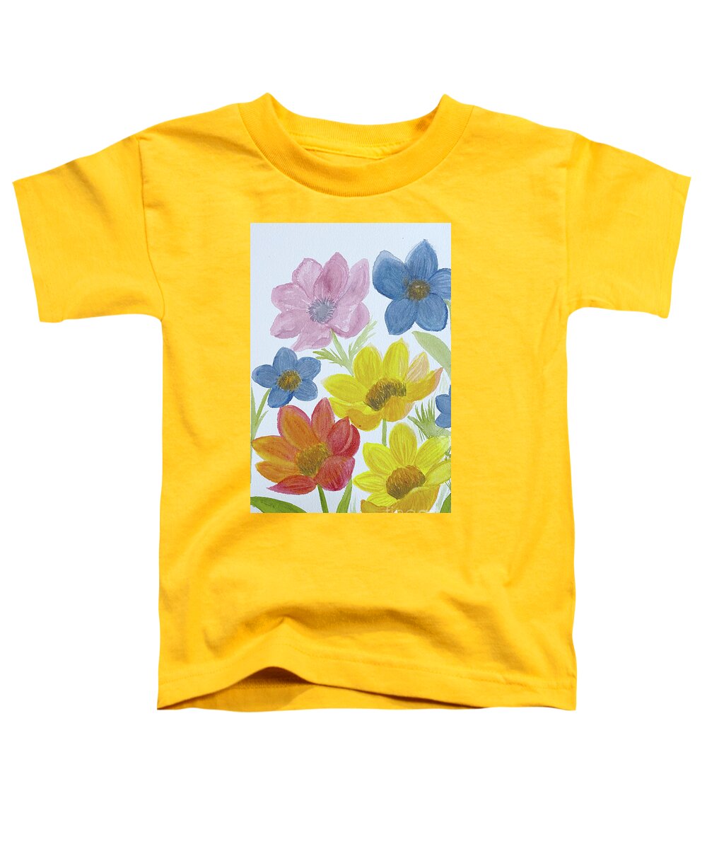 Flowers Toddler T-Shirt featuring the painting Bunch of Flowers by Lisa Neuman