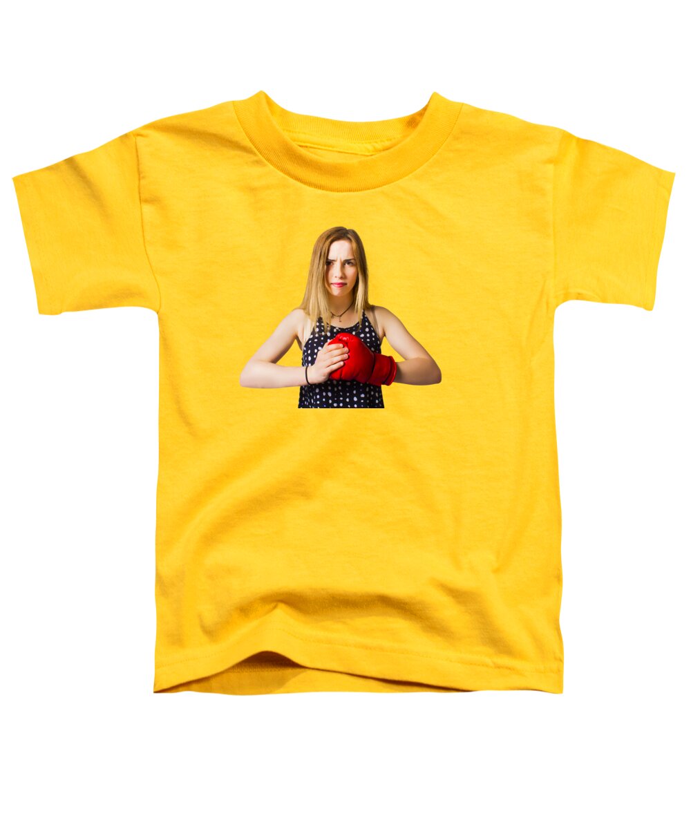 Fit Toddler T-Shirt featuring the photograph Determined fitness girl on studio background by Jorgo Photography