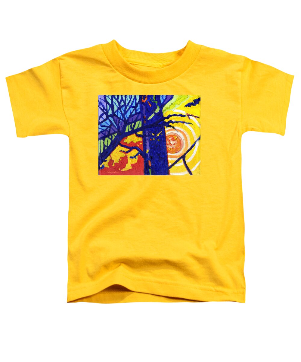 Fire Toddler T-Shirt featuring the painting Fire In The Forest by John Lautermilch