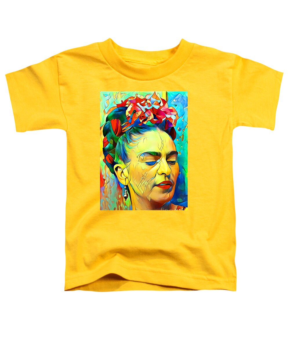 Wingsdomain Toddler T-Shirt featuring the photograph Frida Kahlo In Vibrant Contemporary Colors 20200719v2 by Wingsdomain Art and Photography