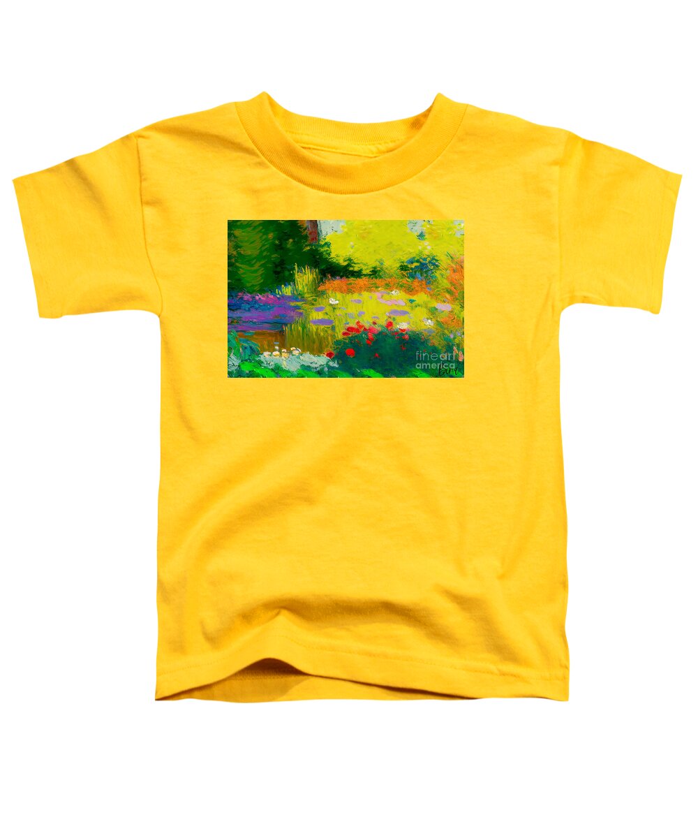 Gardens Toddler T-Shirt featuring the mixed media Inspired by Monet by Binka Kirova