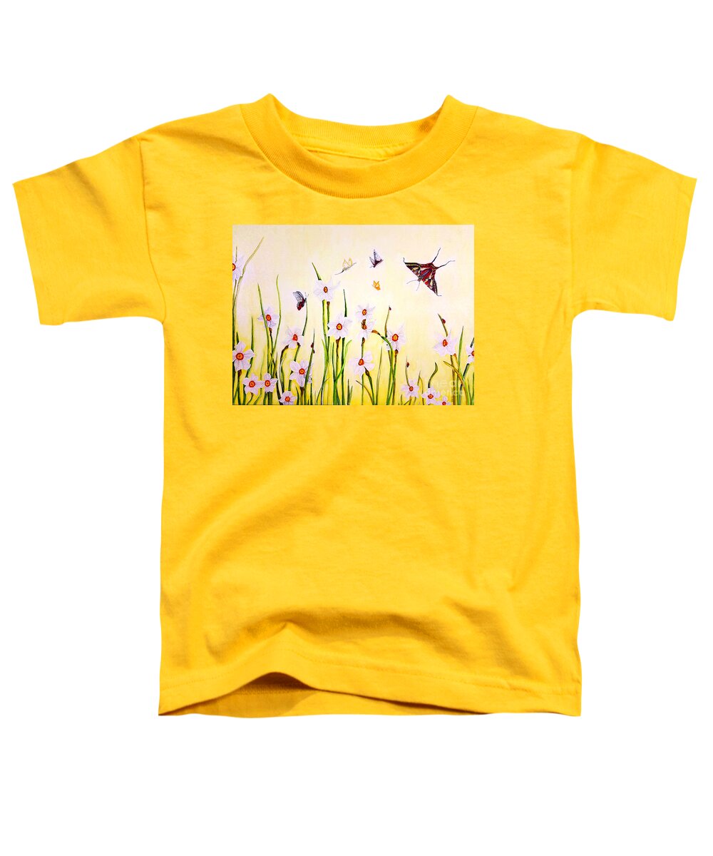 Landscape Toddler T-Shirt featuring the painting Jonquils in Spring by Rachel Lowry