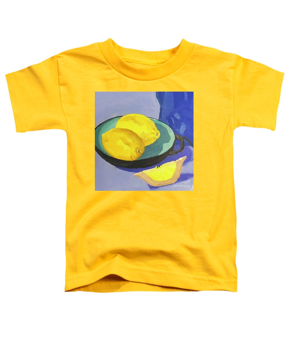 Lemon Toddler T-Shirt featuring the painting Lemon Square by Anne Marie Brown