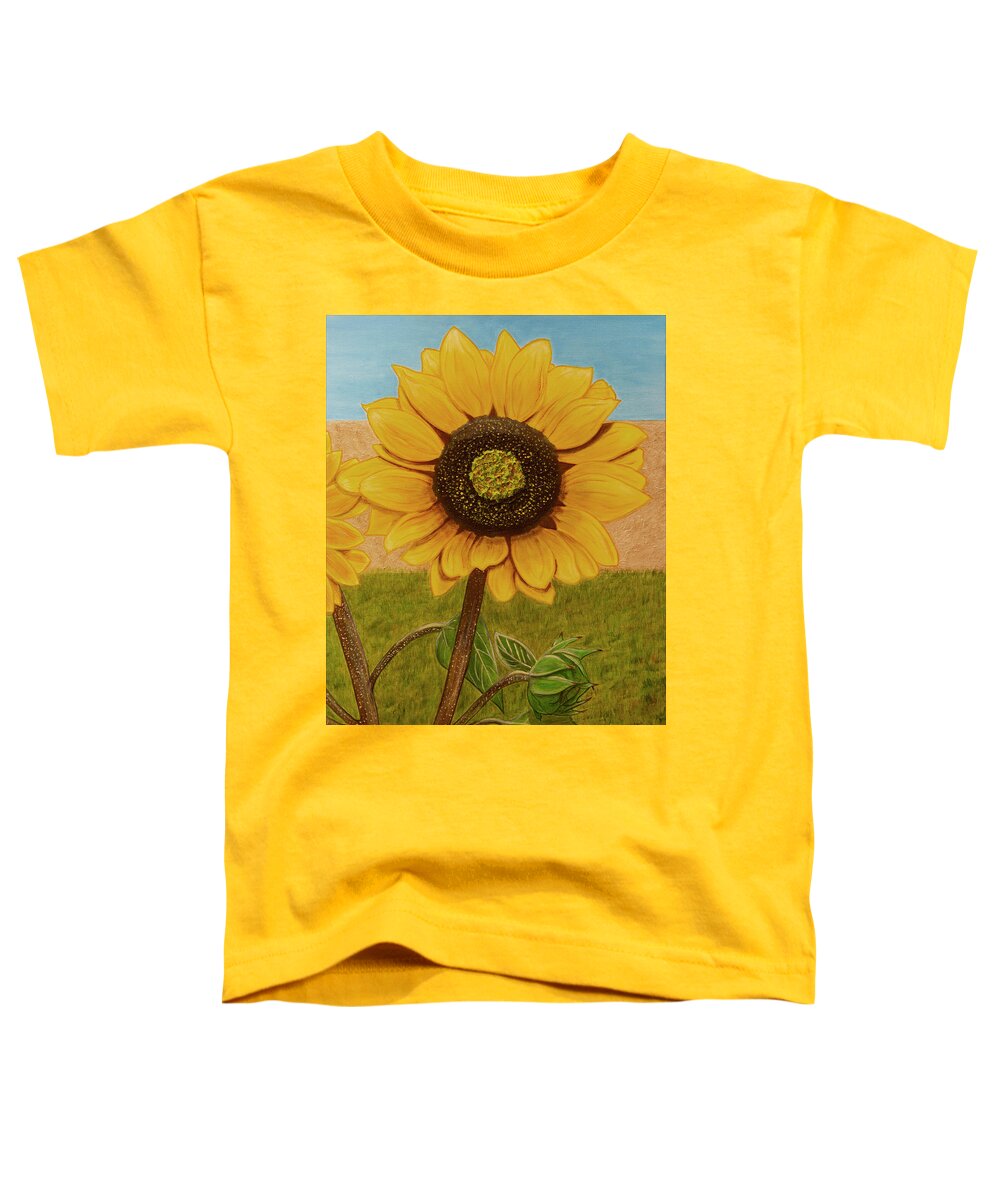 Sunflower Toddler T-Shirt featuring the painting Mandy's Dazzling Diva by Donna Manaraze