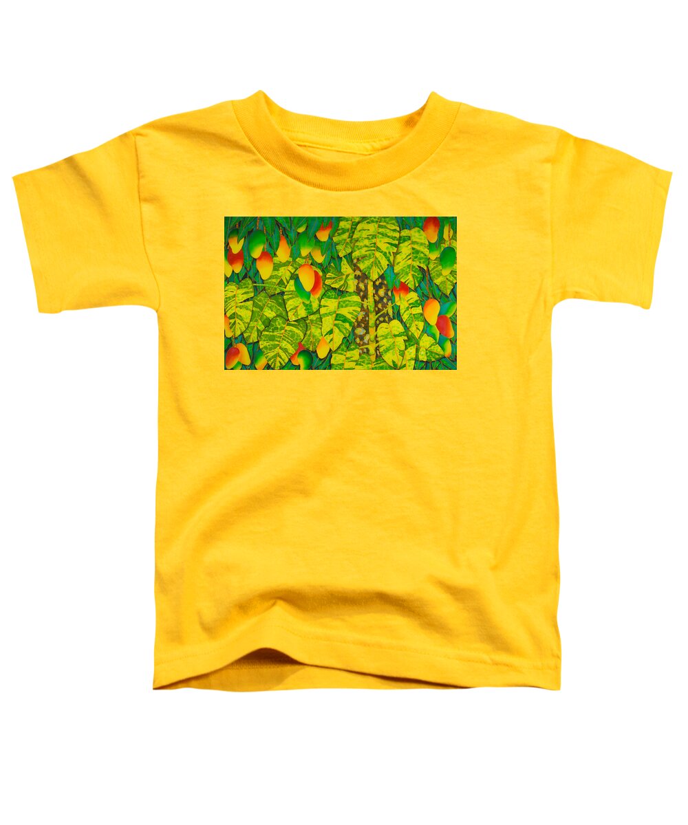 Monstera Plant Toddler T-Shirt featuring the painting Monstera and Mango by Daniel Jean-Baptiste
