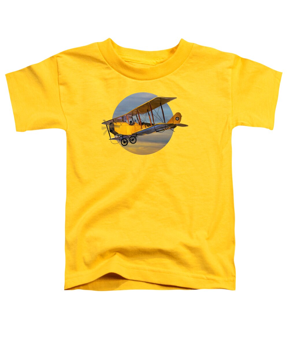 Png Format Toddler T-Shirt featuring the photograph Orange Biplane with Cloudy Sunset Sky by Randall Nyhof