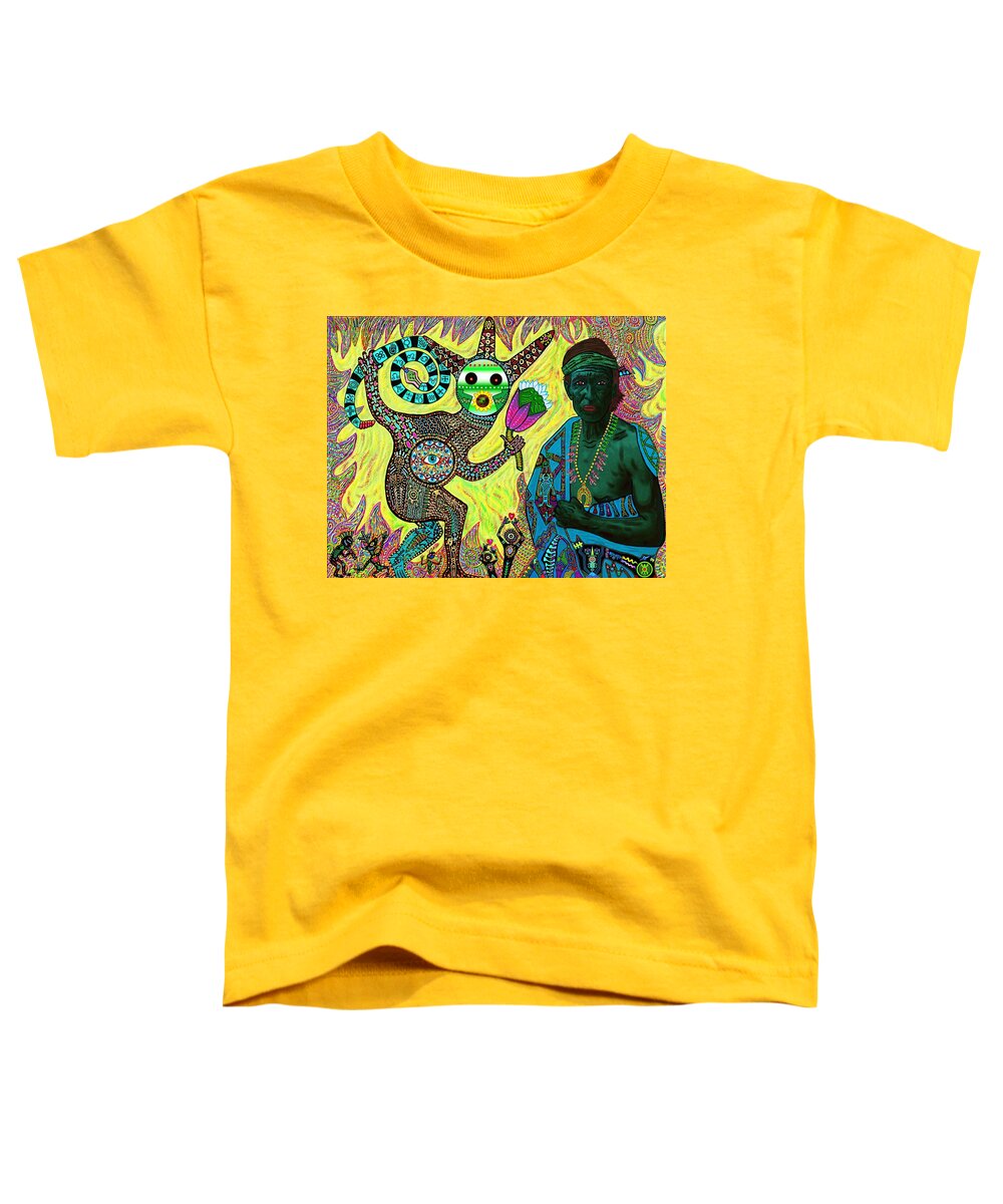 Peyote Toddler T-Shirt featuring the mixed media Peyote Healing by Myztico Campo