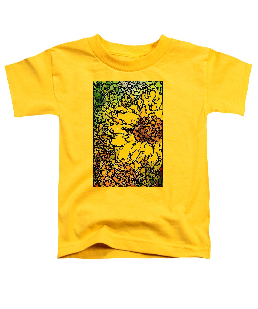 Alcohol Ink Toddler T-Shirt featuring the digital art Rustic Sunflower by Holly Winn Willner