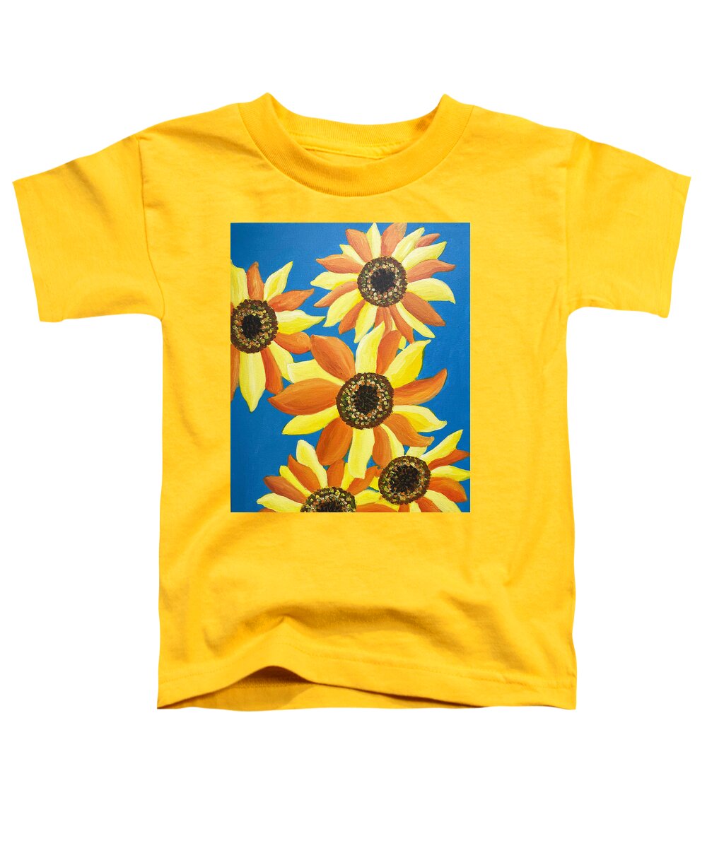 Sunflower Toddler T-Shirt featuring the painting Sunflowers Five by Christina Wedberg