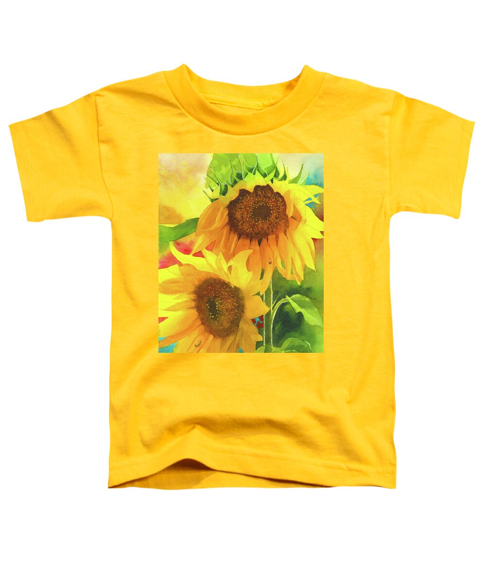 Sunflowers Toddler T-Shirt featuring the painting Sunflowers for Ukraine by Espero Art