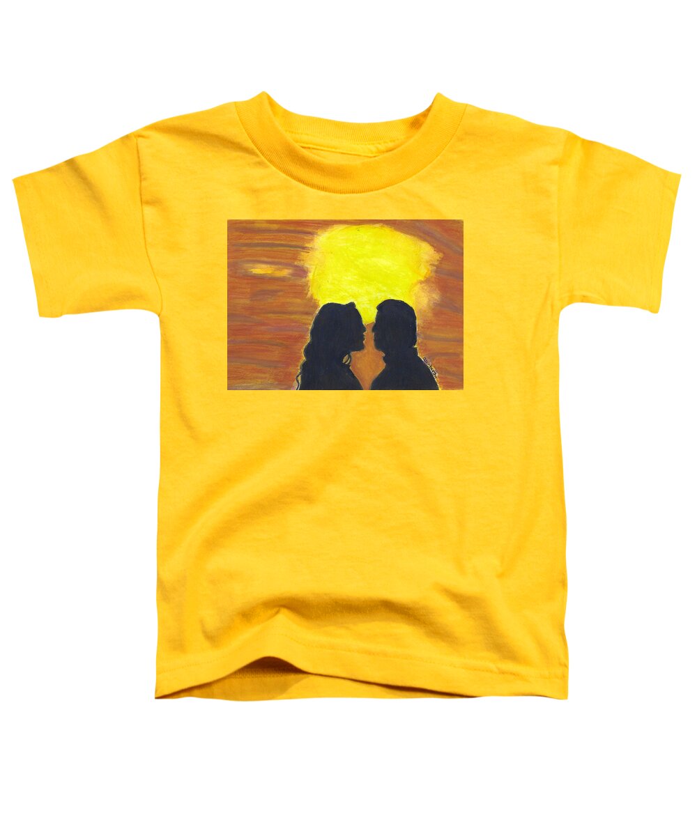 Silhouette Toddler T-Shirt featuring the painting Sunset Love by Ali Baucom