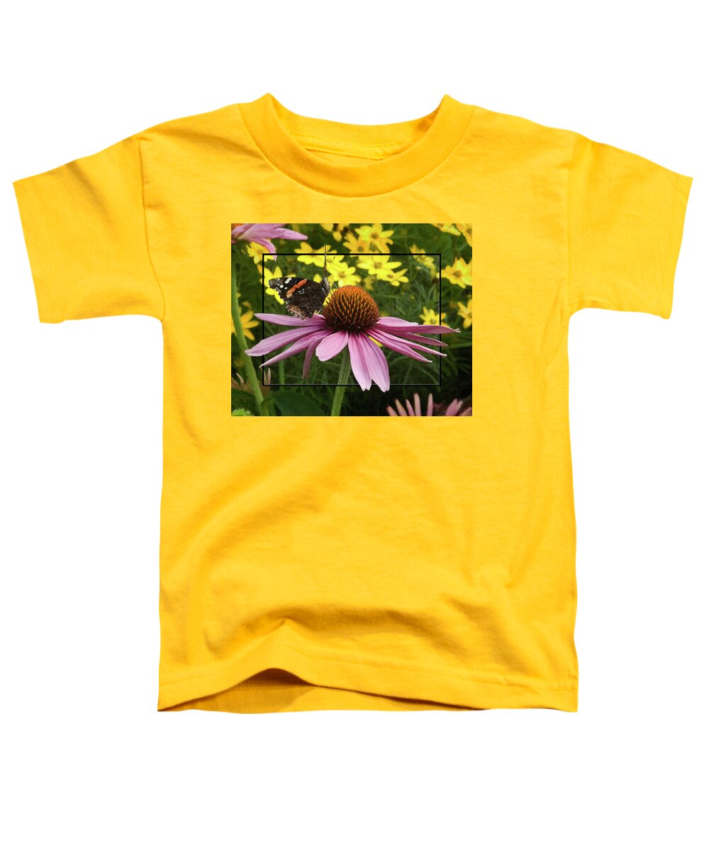 Cone Flower Toddler T-Shirt featuring the digital art The Admiral and the Cone Flower by Rod Melotte