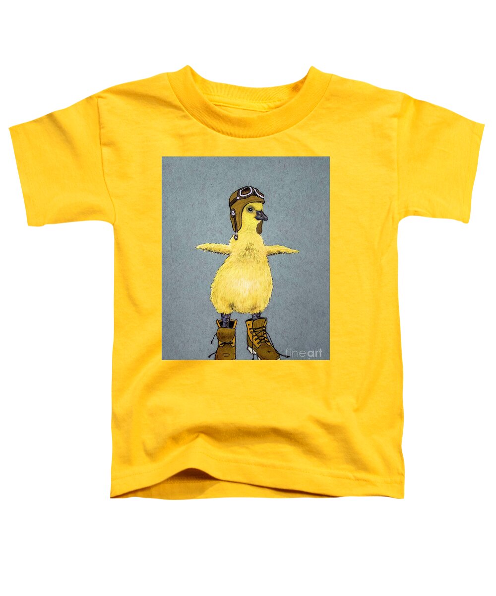 Duckling Toddler T-Shirt featuring the mixed media The Aviator by Shirley Dutchkowski