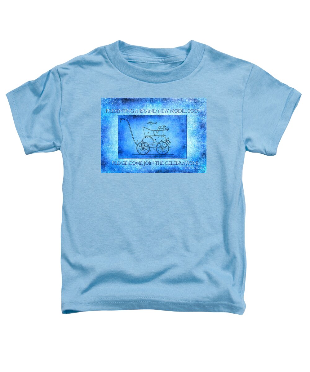 1921 Toddler T-Shirt featuring the digital art 1921 Baby Carriage Aged New Model Blue by Lesa Fine