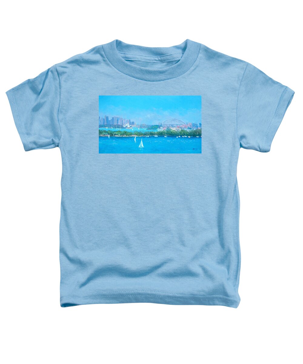Sydney Harbour Toddler T-Shirt featuring the painting Sydney Harbour and the Opera House by Jan Matson #7 by Jan Matson