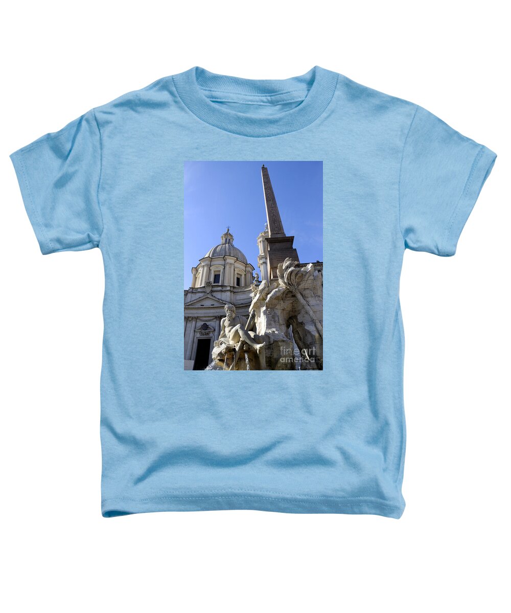 Piazza Navona Toddler T-Shirt featuring the photograph 4 rivers Fountain by Bernini in Rome by Brenda Kean