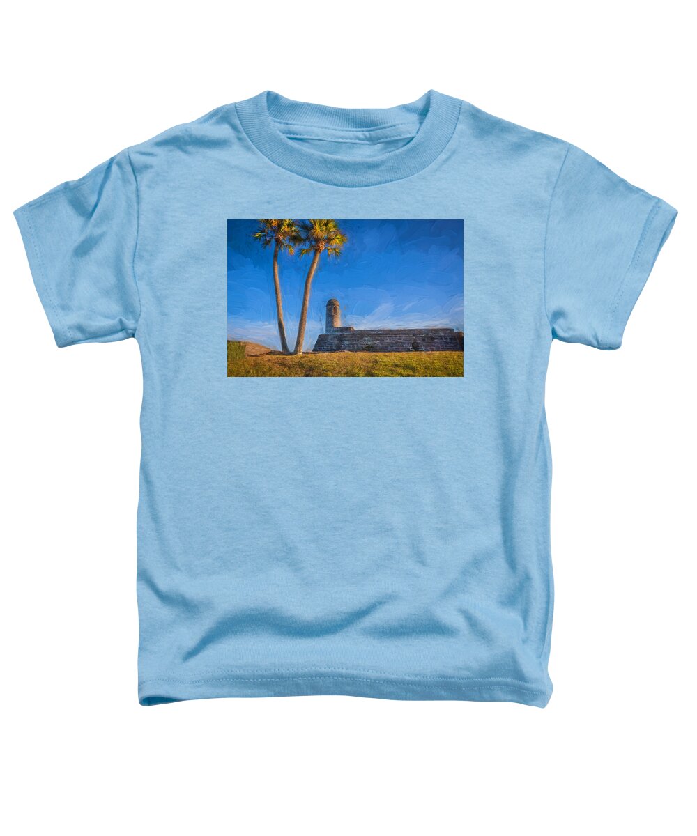 Castle Toddler T-Shirt featuring the photograph Castillo De San Marcos St Augustine Florida Painted #5 by Rich Franco