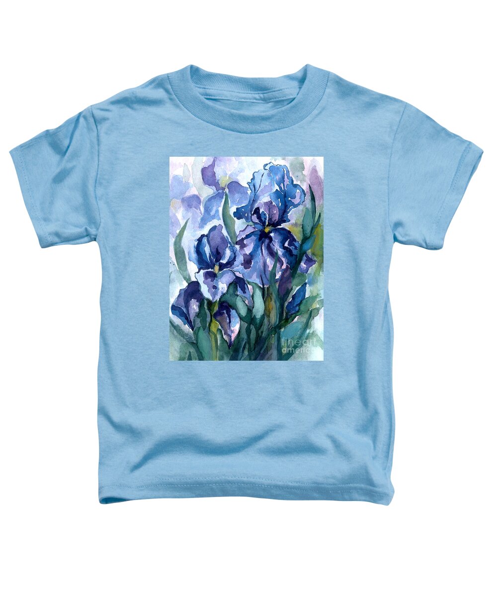 Flower Toddler T-Shirt featuring the painting Blue Iris by Barbara Jewell