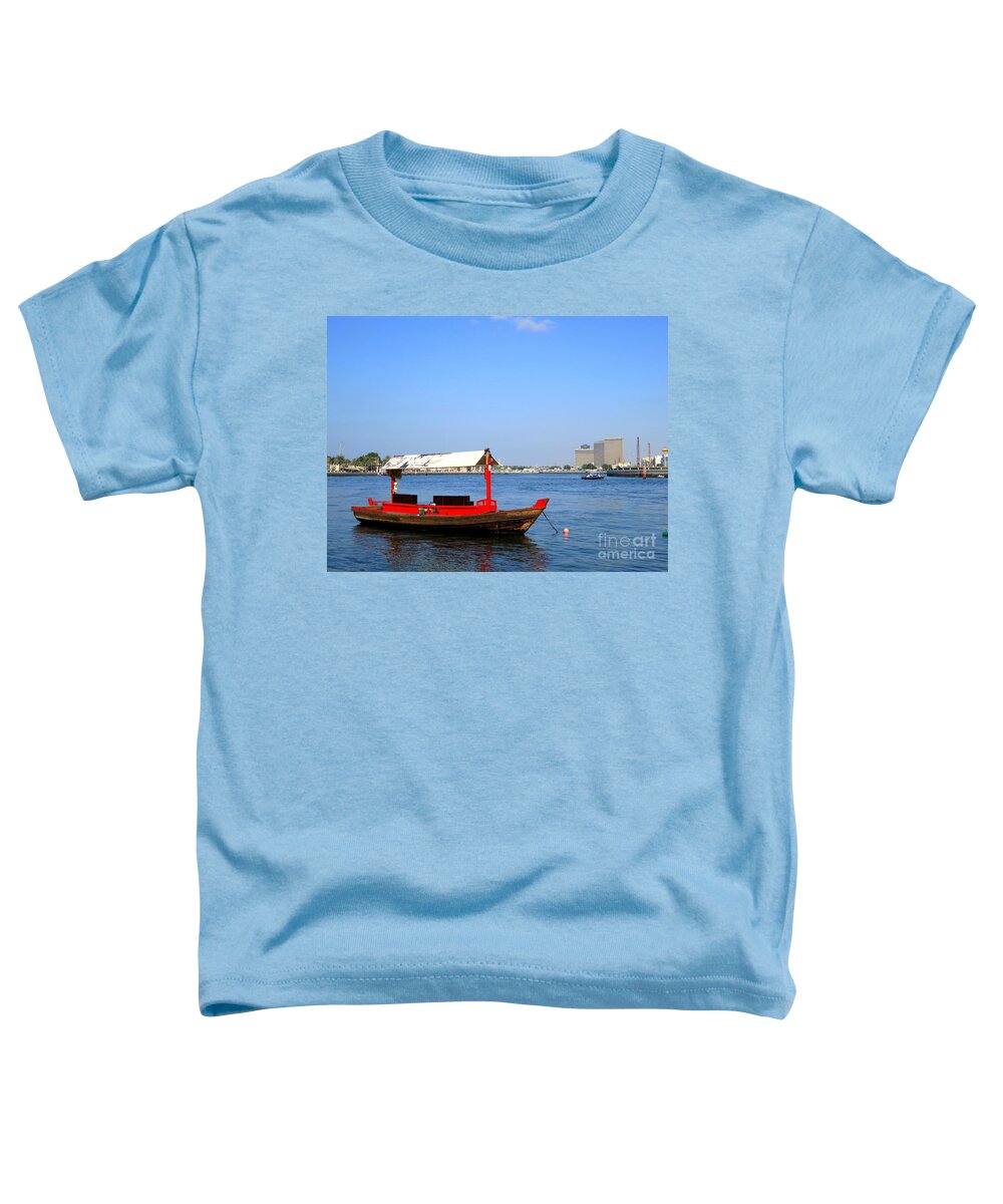Background Toddler T-Shirt featuring the photograph Boat on the River by Amanda Mohler