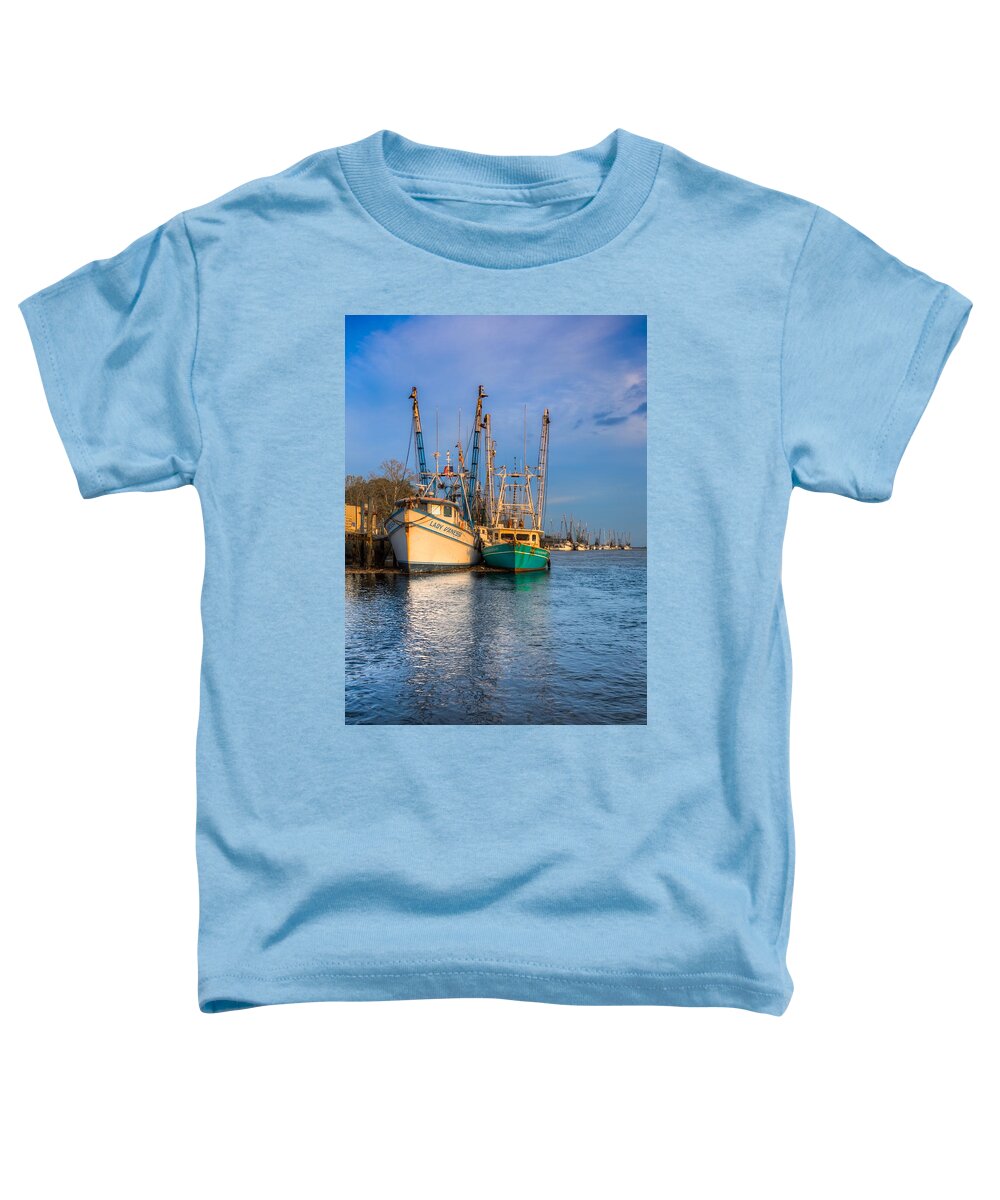 Boats Toddler T-Shirt featuring the photograph Boats in Blue by Debra and Dave Vanderlaan