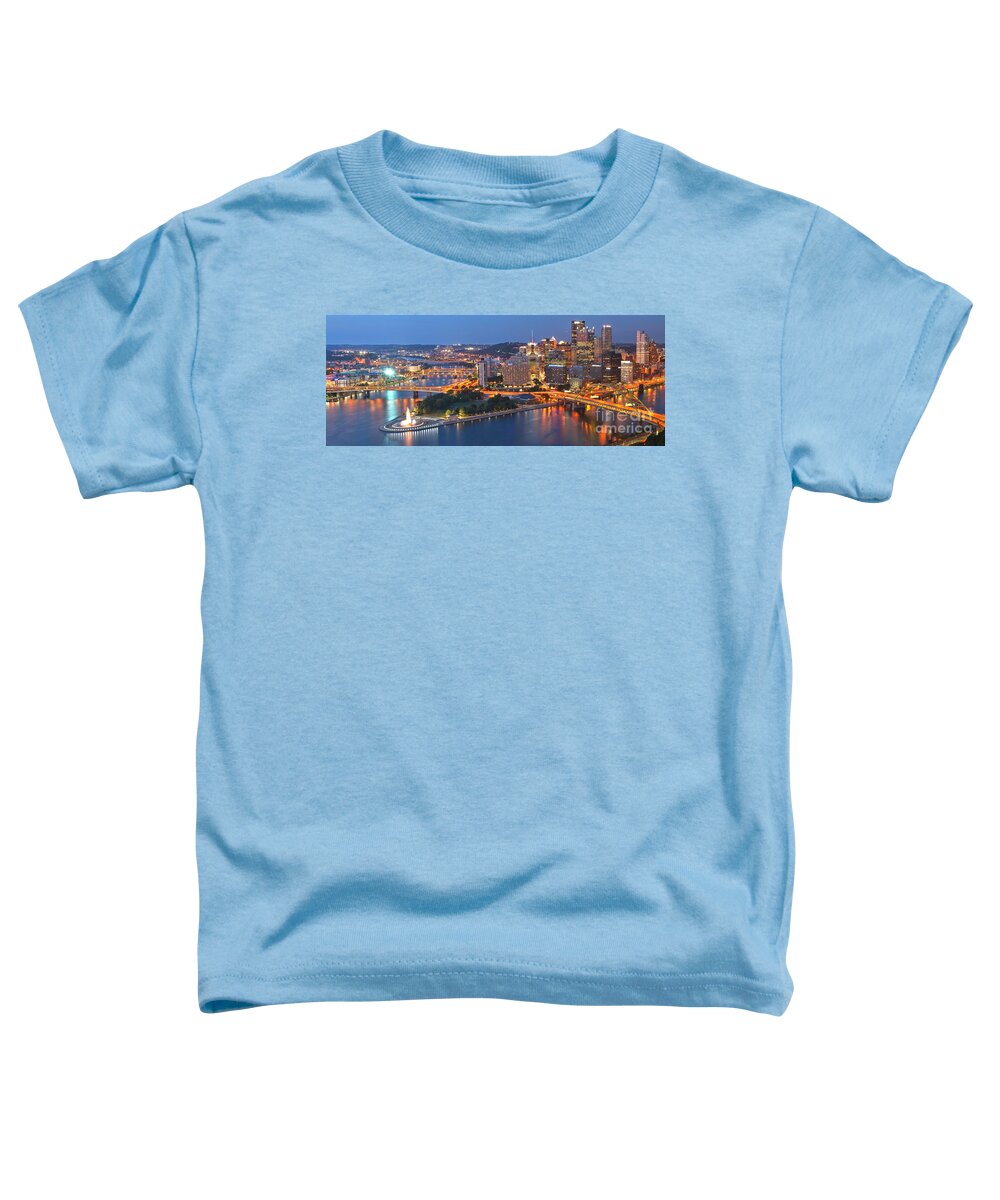 Pittsburgh Skyline Toddler T-Shirt featuring the photograph Bridge To The Pittsburgh Skyline by Adam Jewell