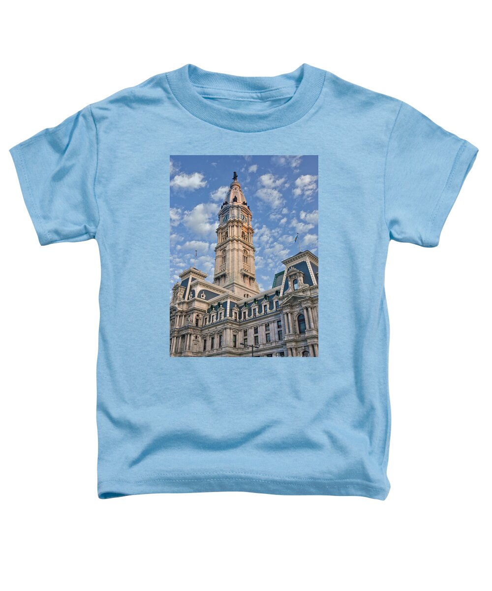 City Hall Toddler T-Shirt featuring the photograph City Hall Clock Tower Downtown Phila PA by David Zanzinger