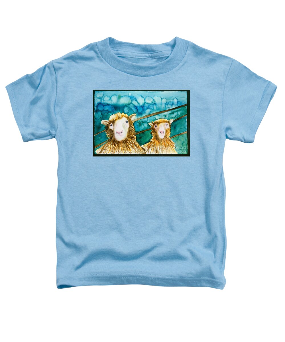 Sheep Toddler T-Shirt featuring the painting Cloning Around by Sherry Harradence