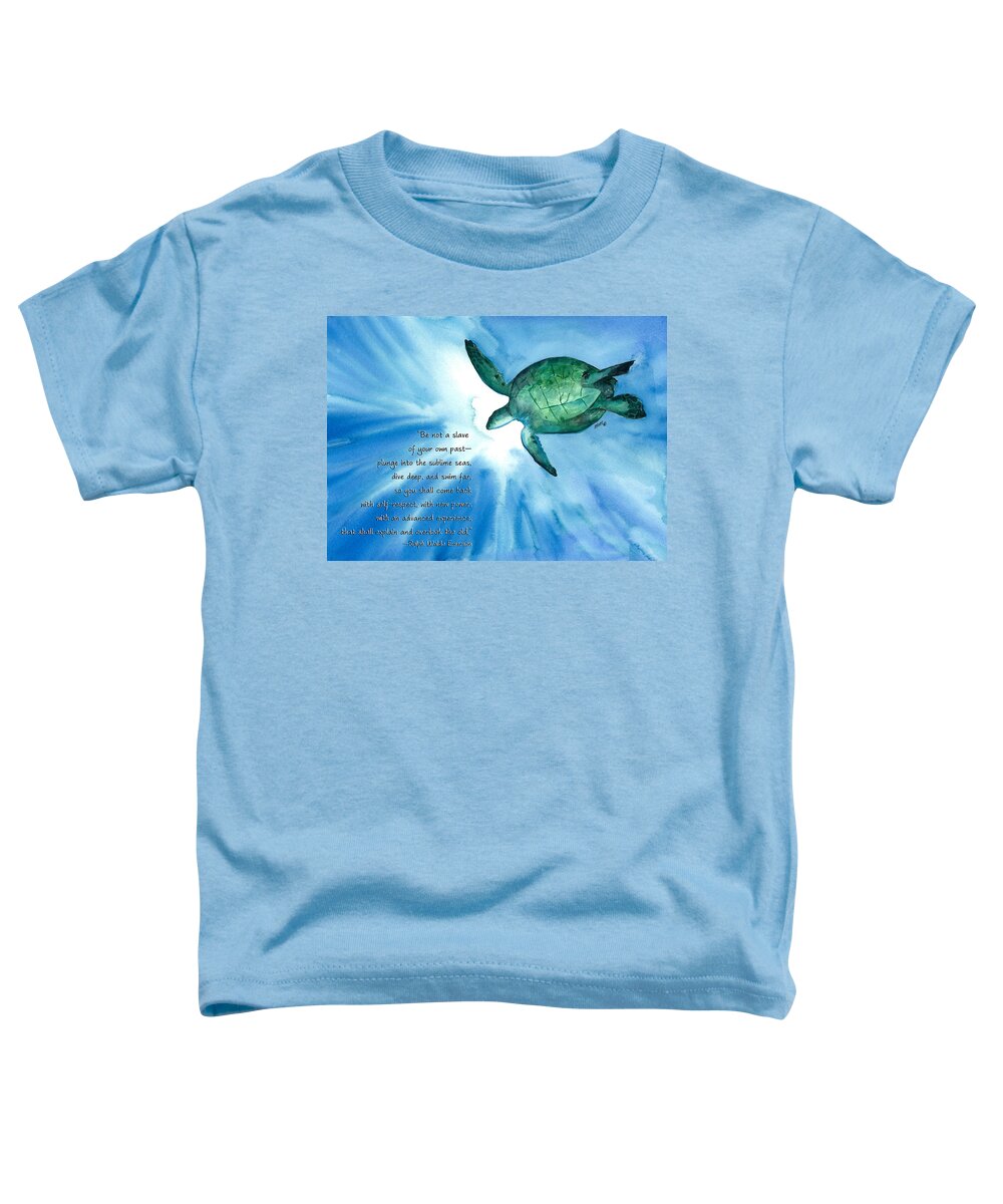 Sea Turtle Toddler T-Shirt featuring the painting Dive Deep by Michal Madison