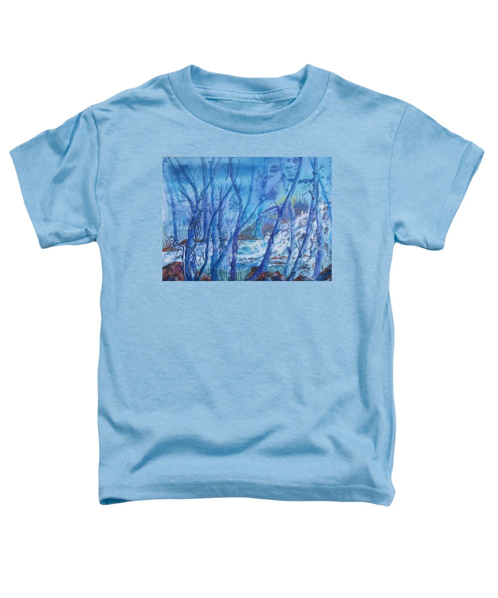 Waterfall Toddler T-Shirt featuring the painting Enchanted Forest by Ellen Levinson
