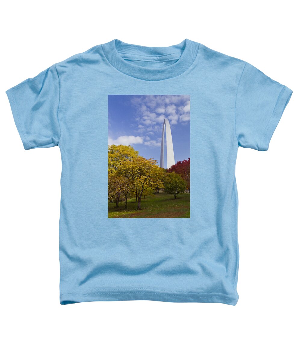 Autumn Colors Toddler T-Shirt featuring the photograph Fall at the St Louis Arch by Garry McMichael