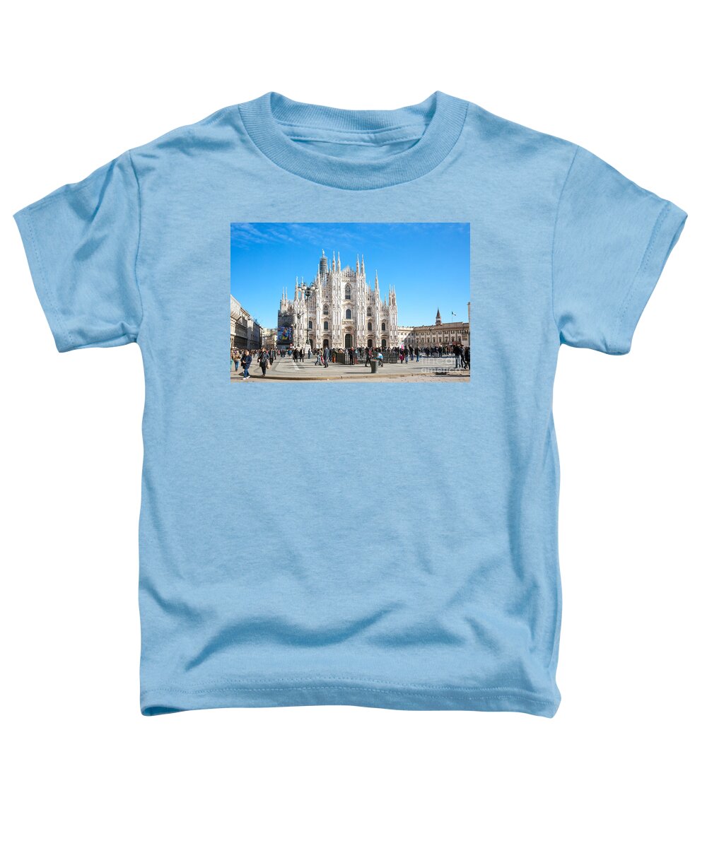 Duomo Toddler T-Shirt featuring the photograph Famous Piazza del Duomo - Milan - Italy by Matteo Colombo