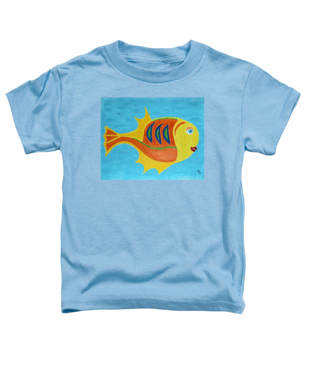Fish Toddler T-Shirt featuring the mixed media Fishie by Deborah Boyd