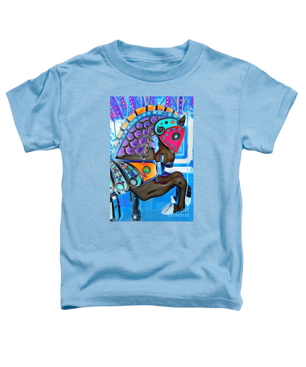 Carousel Toddler T-Shirt featuring the digital art Golden Mane Carousel Horse by Patty Vicknair