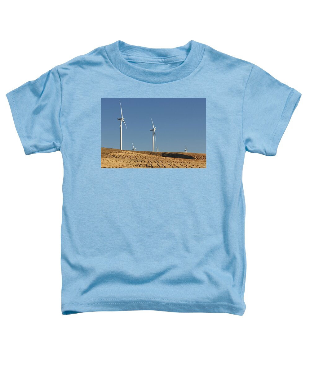 Harvested Fields And Wind Mills Toddler T-Shirt featuring the photograph Harvested Fields And Wind Mills by Wes and Dotty Weber
