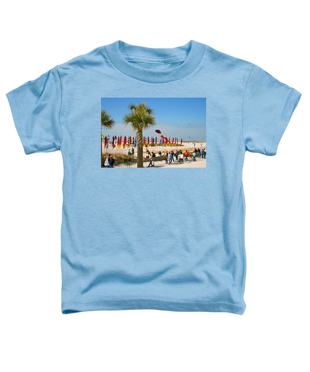 Palms Toddler T-Shirt featuring the photograph Kite Day at St. Pete Beach by Greg Joens