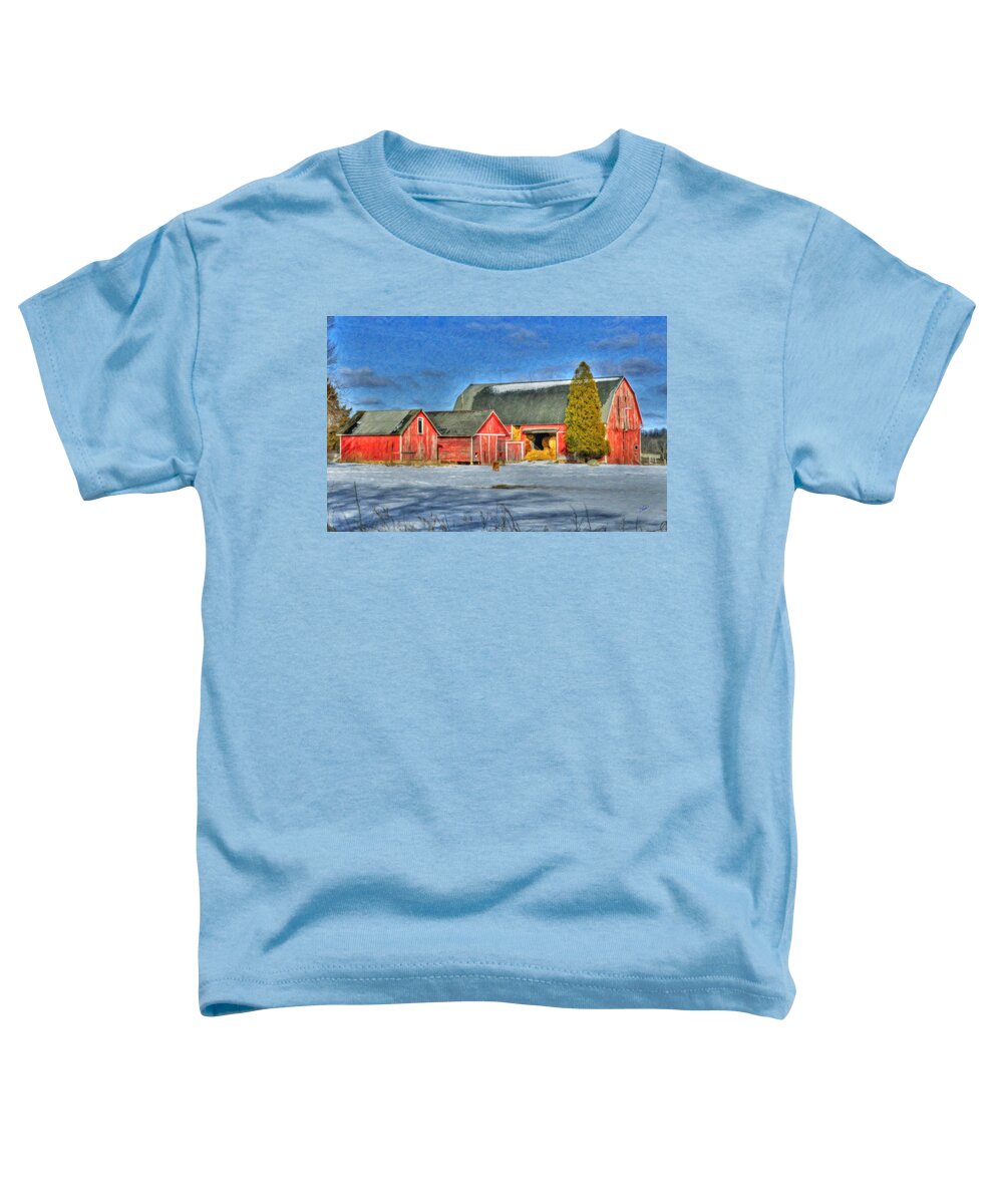Barn Toddler T-Shirt featuring the painting Lapeer County Barns by Dean Wittle