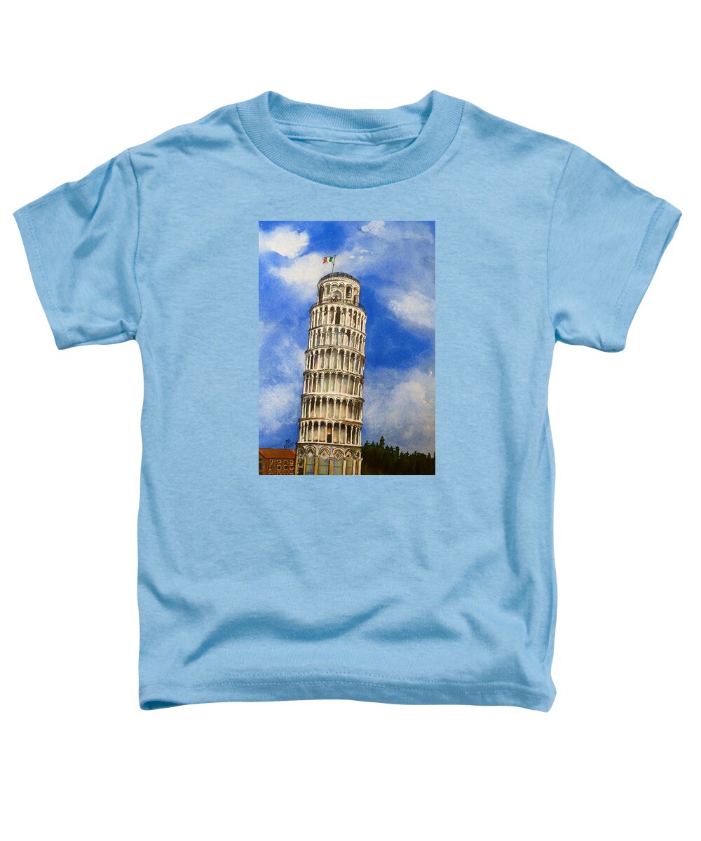 Leaning Tower Toddler T-Shirt featuring the painting Leaning Tower of Pisa by Michal Madison