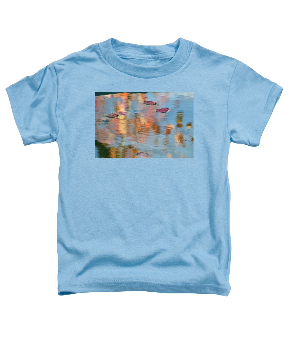 Autumn Toddler T-Shirt featuring the photograph Leaves Real and Reflected by Frozen in Time Fine Art Photography