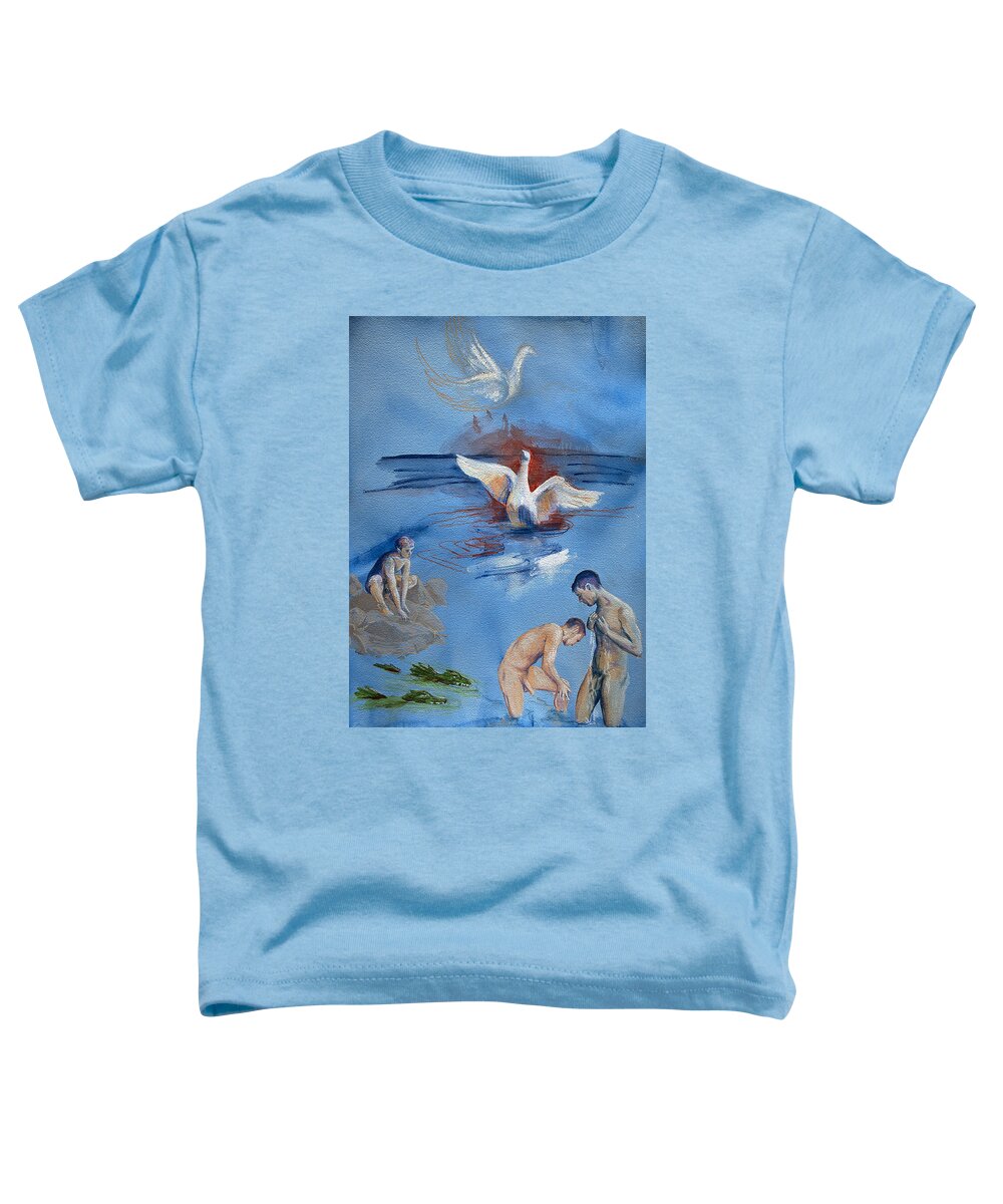 Male Figure Toddler T-Shirt featuring the painting Love and Danger by Rene Capone